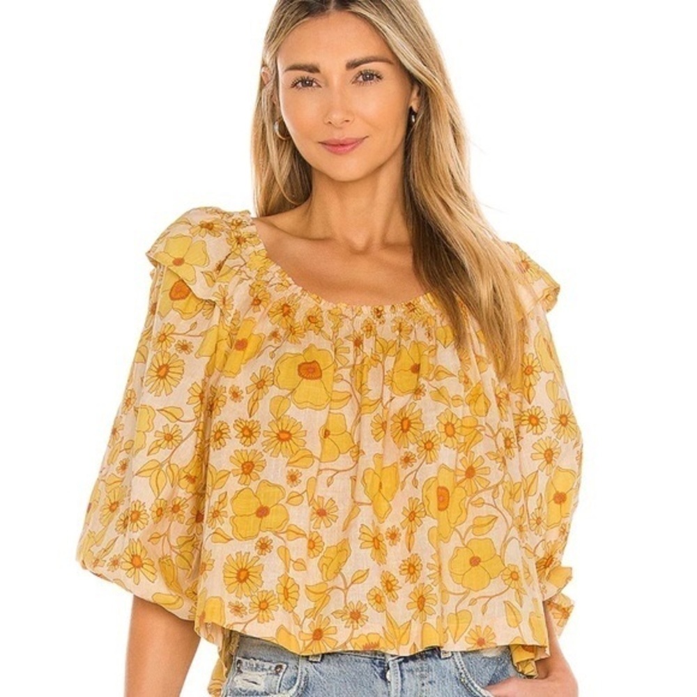 Free People Miss Daisy Printed Top - M